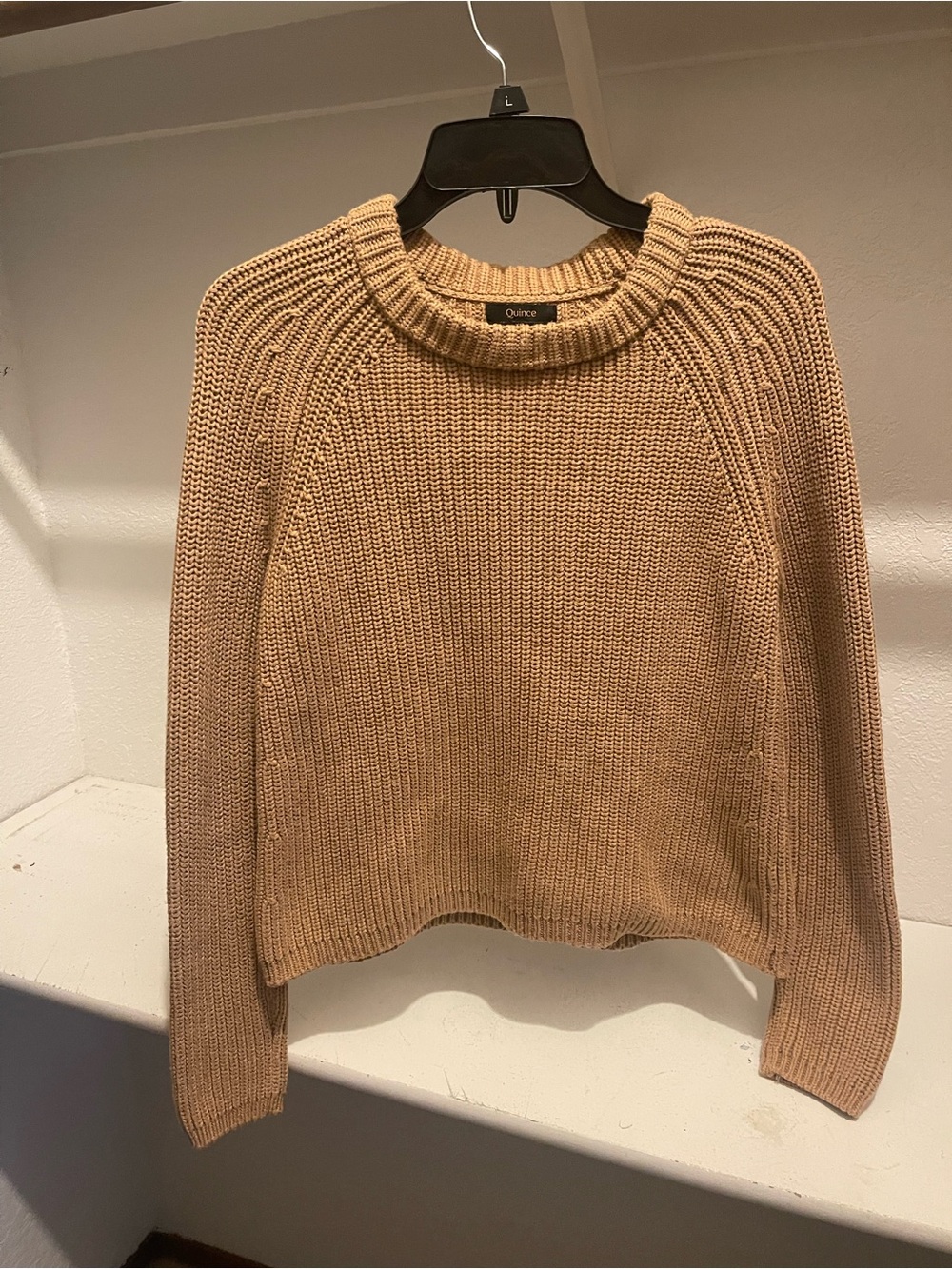 👁️Quince Women 100% Organic Cotton Fisherman Crew neckSweater Brown XS preppy
